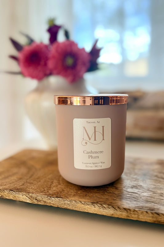Cashmere Plum Luxury Candle | Matte Blush Vessel | 13.5oz Double-Wick
