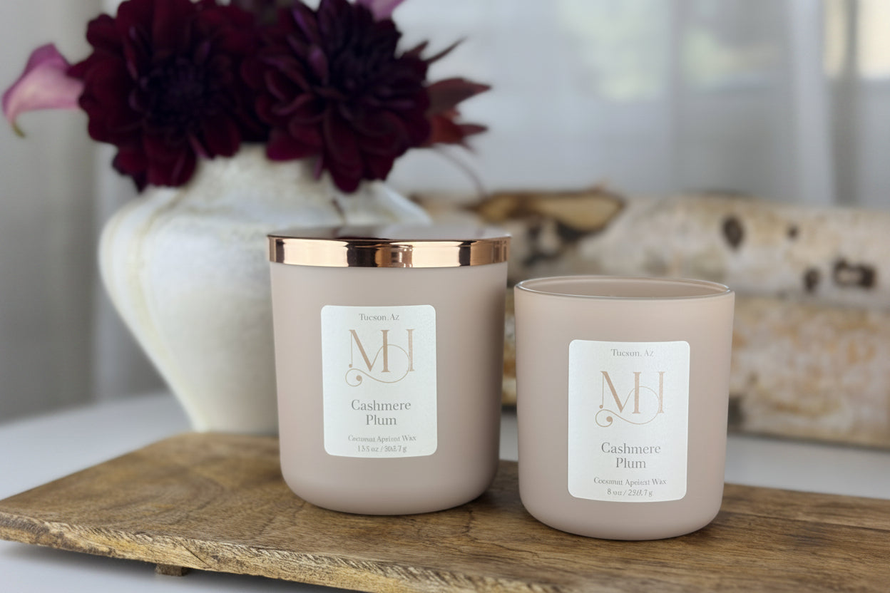 Cashmere Plum Luxury Candle | Matte Blush Vessel | 8 oz