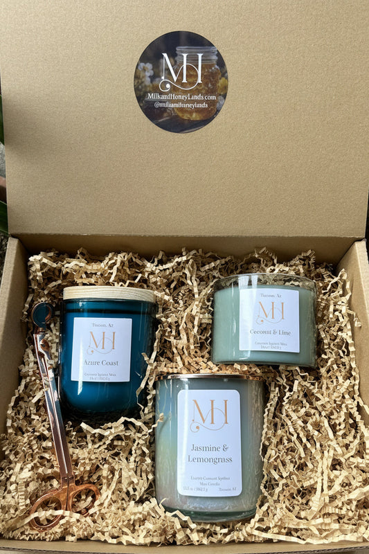 Sea & Shore Trio | Coastal Aromatherapy Gift Set | 3 Candles + Free Mini