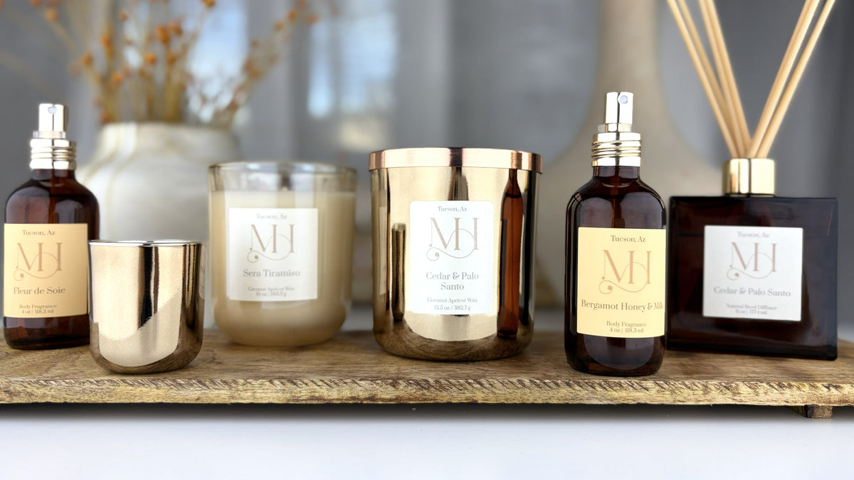 Cedar & Palo Santo Luxury Candle | Champagne Vessel | 13.5oz Double-Wick