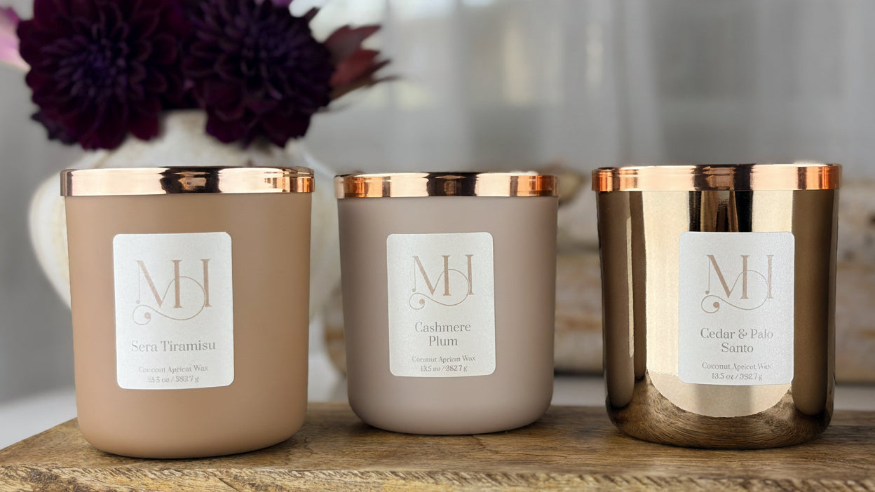 Cedar & Palo Santo Luxury Candle | Champagne Metal Vessel | 13.5oz Double-Wick