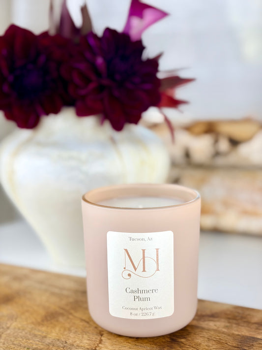 Cashmere Plum Luxury Candle | Matte Blush Vessel | 8 oz