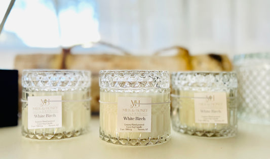 White Birch in Crystal-like Glass Vessel