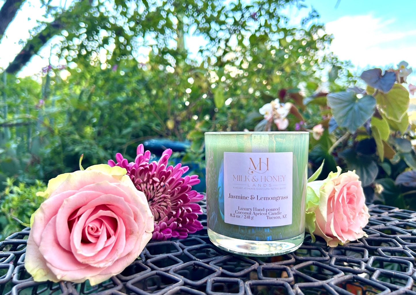 Jasmine Lemongrass Candle 8oz | Natural Spa Aromatherapy