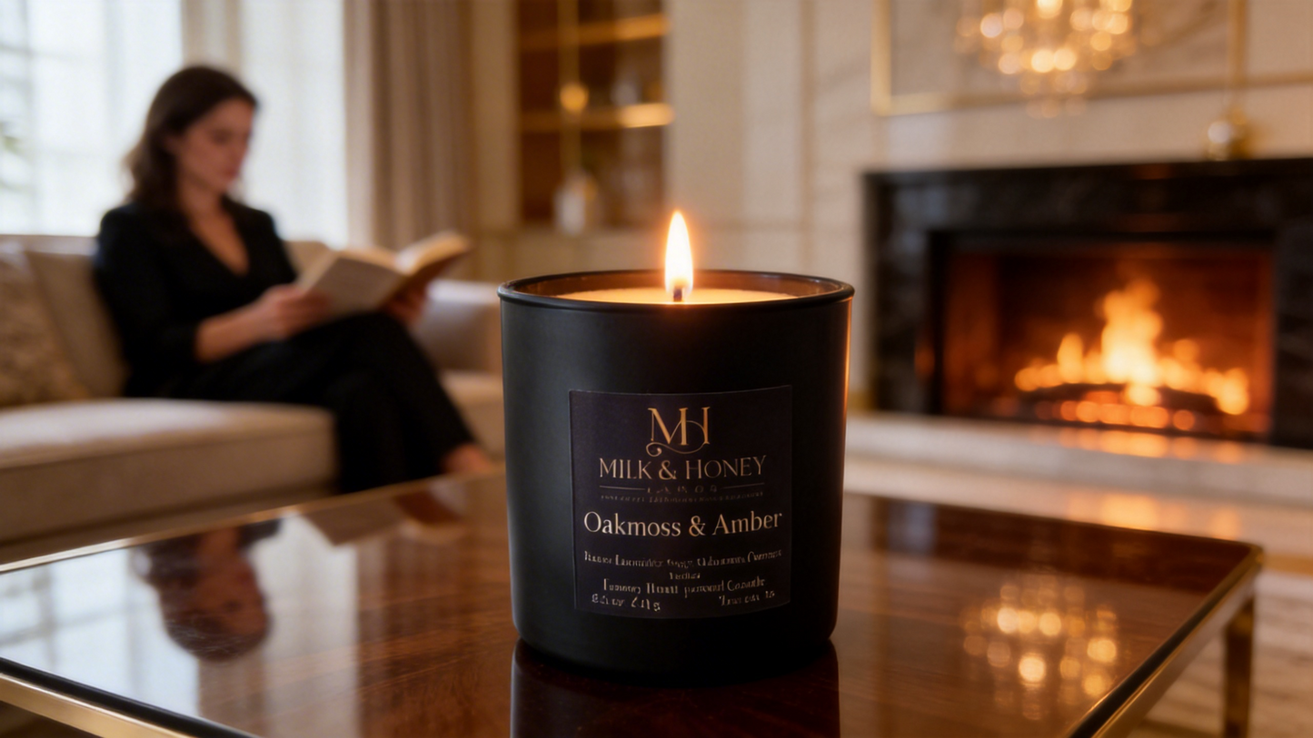 Oakmoss Amber Candle 8.5oz | Natural Coconut Apricot Wax