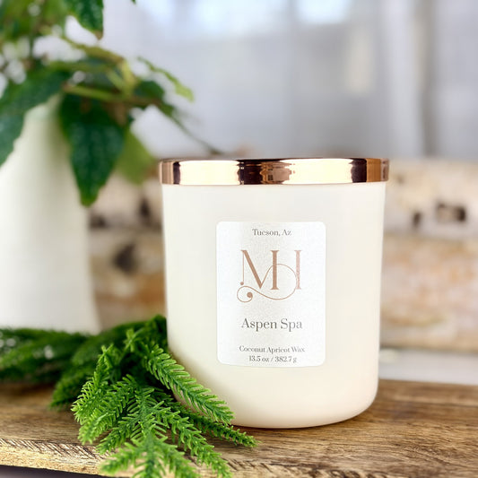 Aspen Spa Luxury Candle | Matte Ivory Vessel | 13.5oz Double-Wick