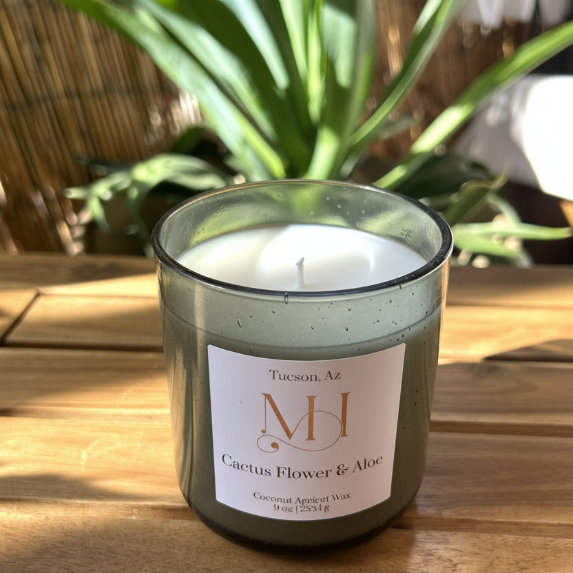 Cactus Flower & Aloe | Refreshing Aromatherapy | 9 oz Cotton Wick Candle | Coconut Apricot Wax