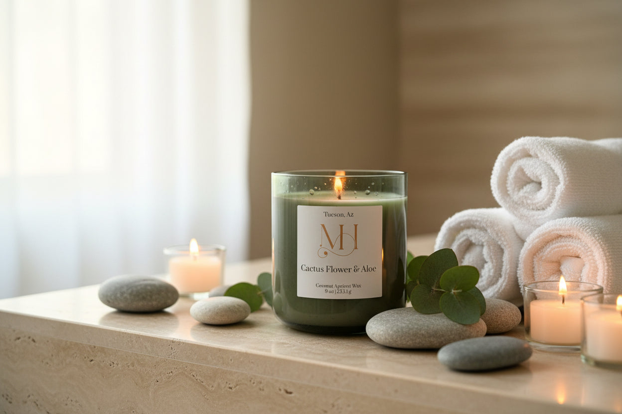 Cactus Flower & Aloe | Refreshing Aromatherapy | 9 oz Cotton Wick Candle | Coconut Apricot Wax
