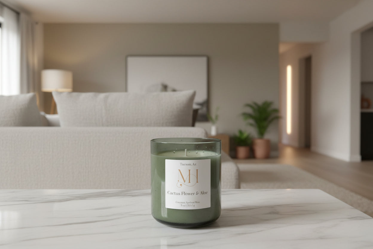 Cactus Flower & Aloe | Refreshing Aromatherapy | 9 oz Cotton Wick Candle | Coconut Apricot Wax