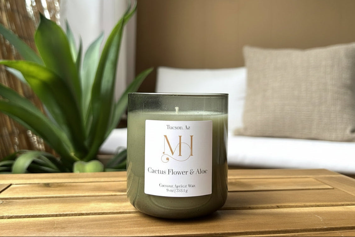 Cactus Flower & Aloe | Refreshing Aromatherapy | 9 oz Cotton Wick Candle | Coconut Apricot Wax