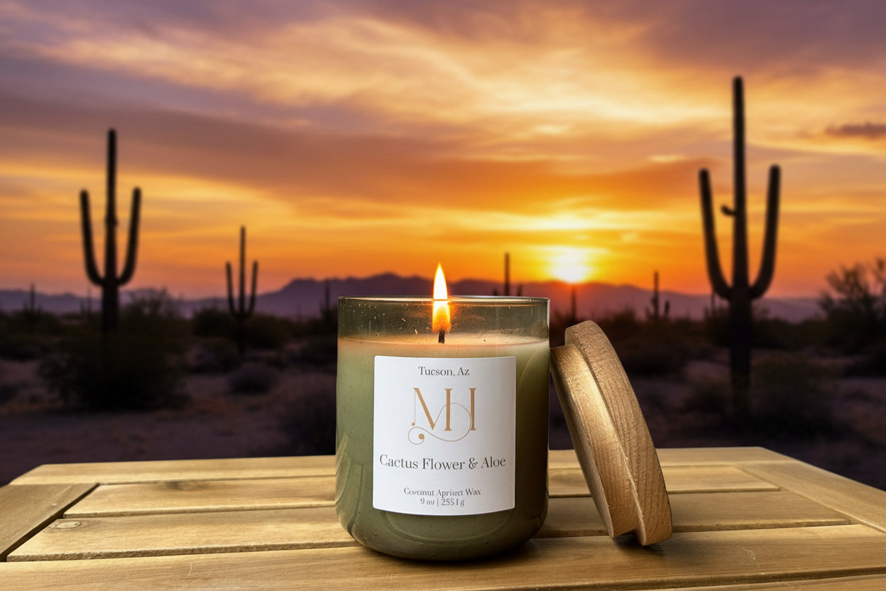 Cactus Flower & Aloe | Refreshing Aromatherapy | 9 oz Cotton Wick Candle | Coconut Apricot Wax