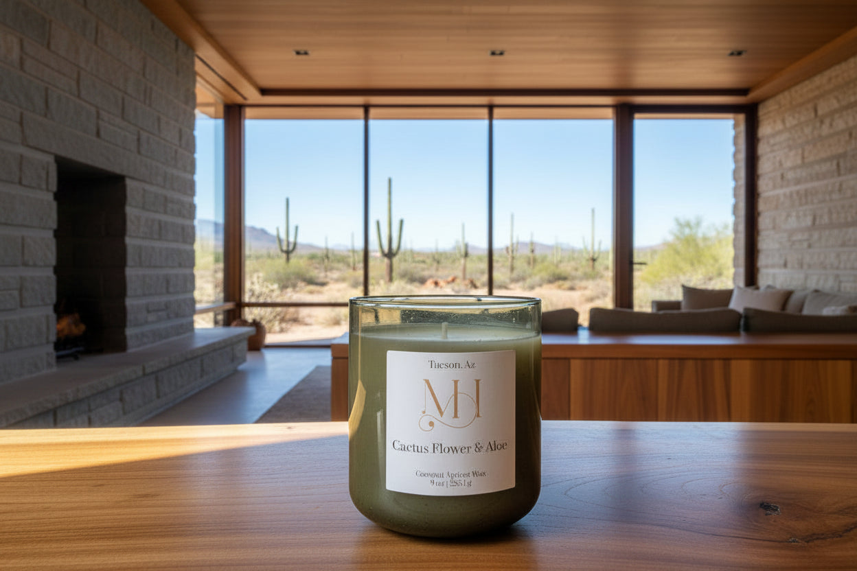 Cactus Flower & Aloe | Refreshing Aromatherapy | 9 oz Cotton Wick Candle | Coconut Apricot Wax