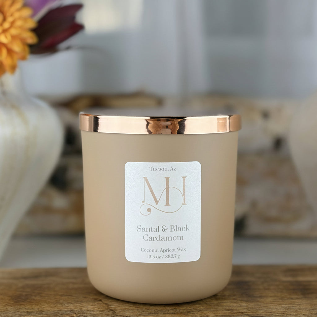 Santal & Black Cardamom Luxury Candle | Premium Fragrance | 13.5oz Double-Wick