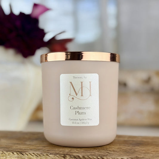 Cashmere Plum Luxury Candle | Matte Blush Vessel | 13.5oz Double-Wick