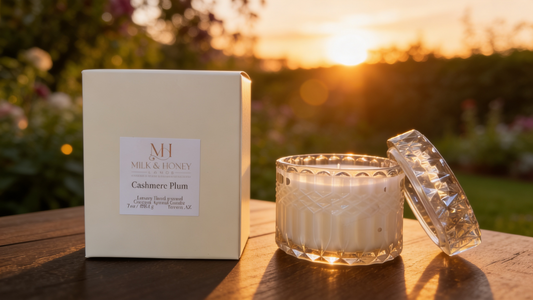 Cashmere Plum Luxury Candle | Vintage Glass Vessel | 28hr Burn