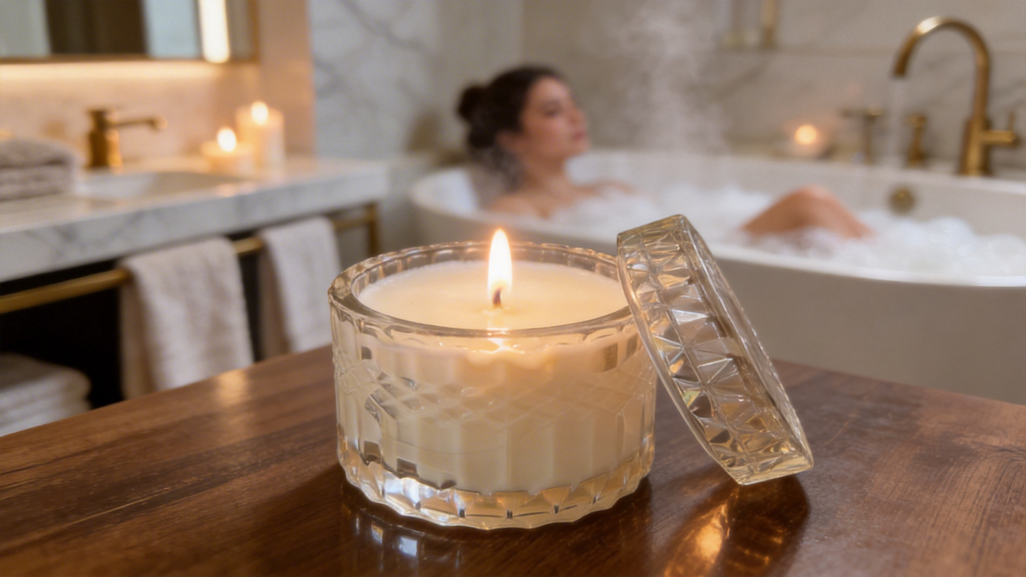 Cashmere Plum Luxury Candle | Vintage Glass Vessel | 28hr Burn