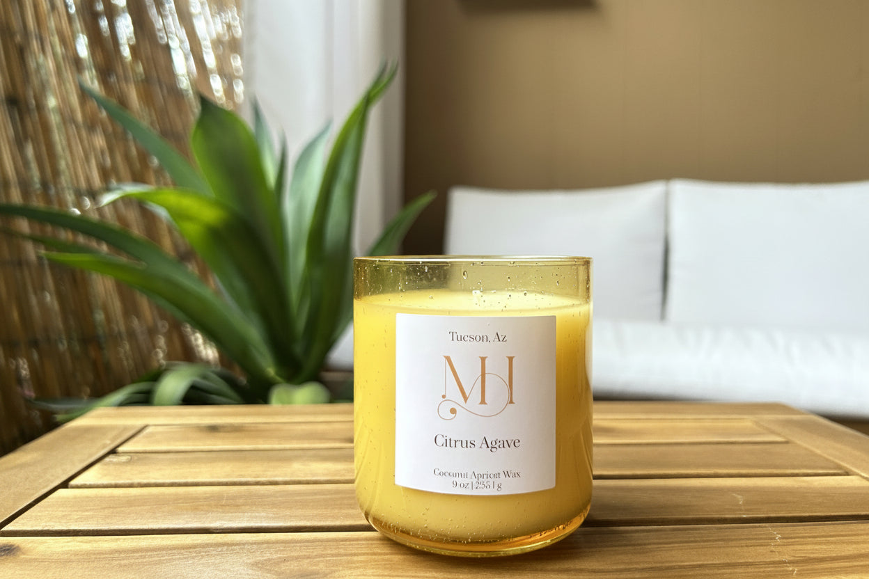 Citrus Agave | Energizing Aromatherapy | 9 oz Cotton Wick Candle | Coconut Apricot Wax