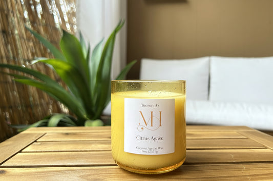 Citrus Agave | Energizing Aromatherapy | 9 oz Cotton Wick Candle | Coconut Apricot Wax