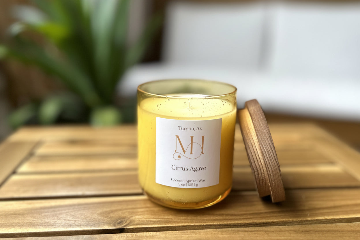 Citrus Agave | Energizing Aromatherapy | 9 oz Cotton Wick Candle | Coconut Apricot Wax