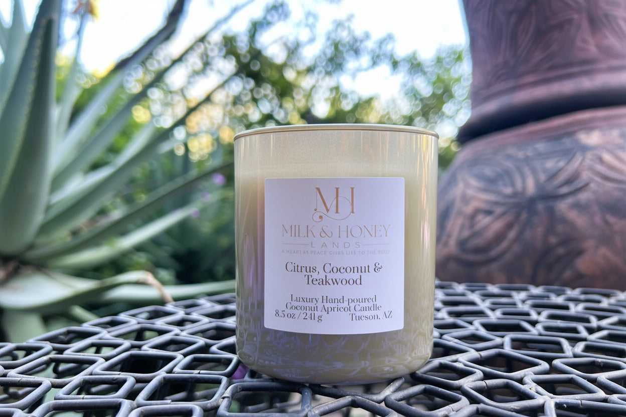 Coconut, Citrus & Teakwood | Energizing Aromatherapy | 8.5 oz Luxury Candle