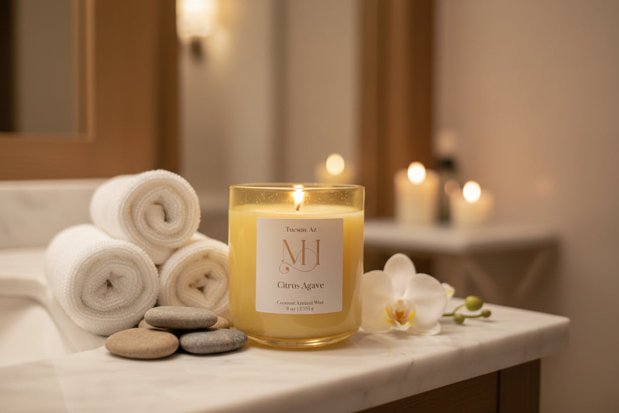 Citrus Agave | Energizing Aromatherapy | 9 oz Cotton Wick Candle | Coconut Apricot Wax