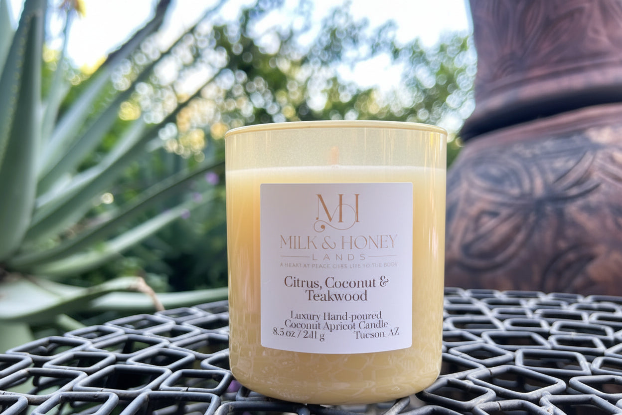 Coconut, Citrus & Teakwood | Energizing Aromatherapy | 8.5 oz Luxury Candle