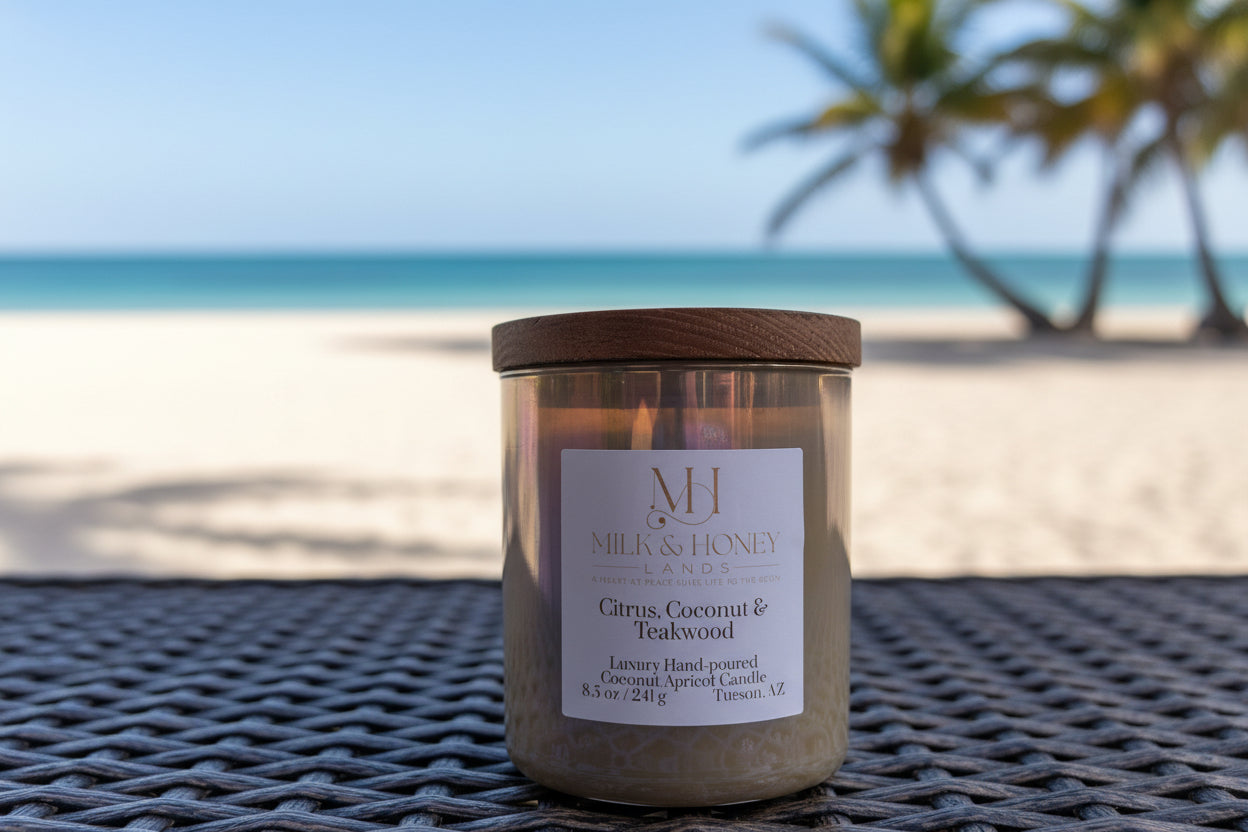 Coconut, Citrus & Teakwood | Energizing Aromatherapy | 8.5 oz Luxury Candle
