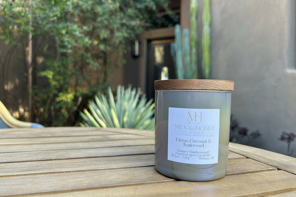 Coconut, Citrus & Teakwood | Energizing Aromatherapy | 8.5 oz Luxury Candle