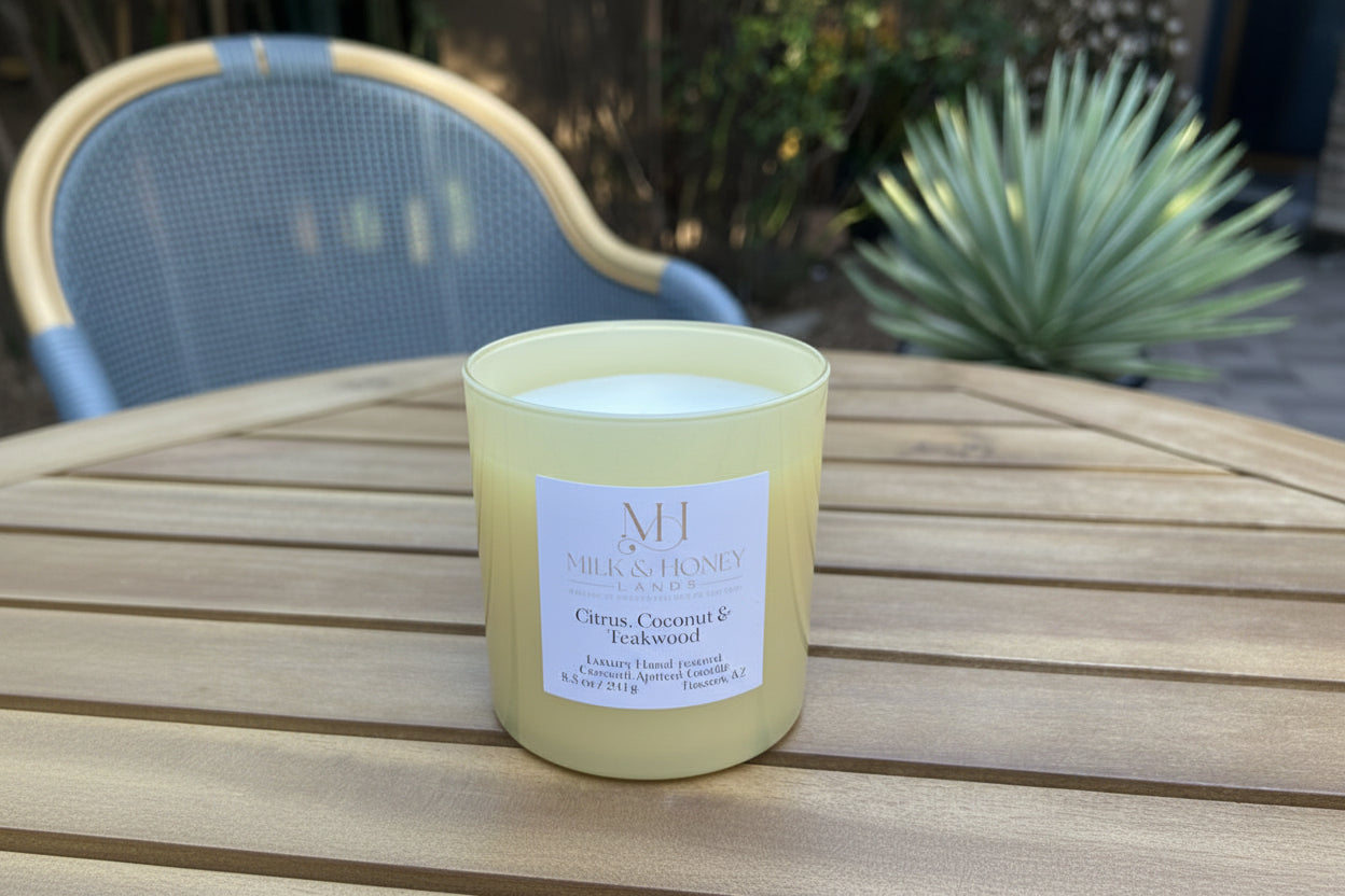 Coconut, Citrus & Teakwood | Energizing Aromatherapy | 8.5 oz Luxury Candle