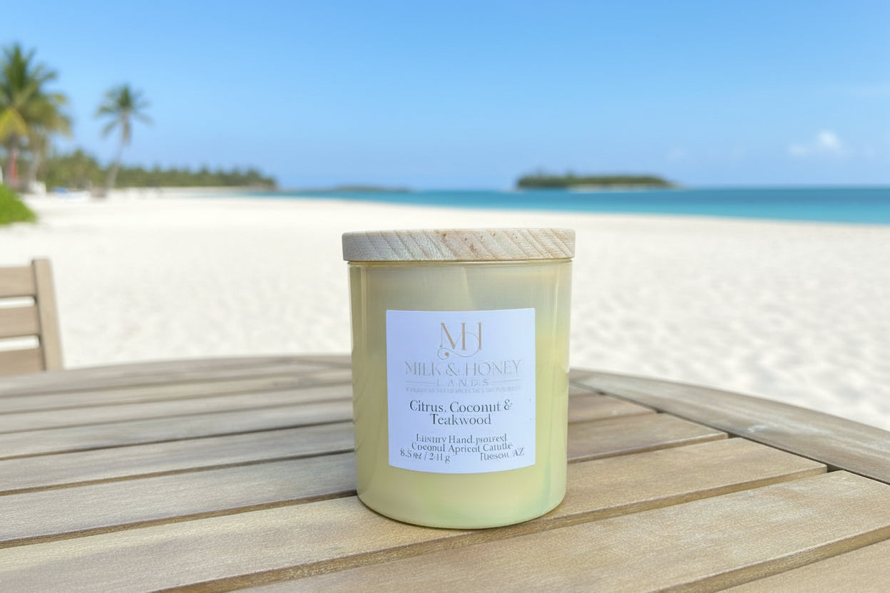 Coconut, Citrus & Teakwood | Energizing Aromatherapy | 8.5 oz Luxury Candle
