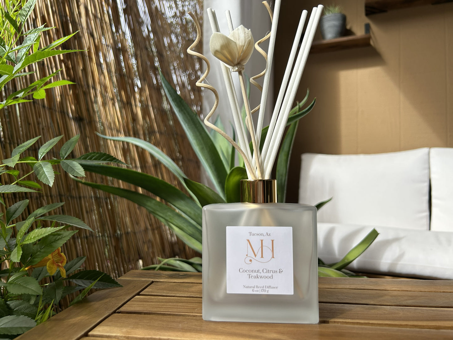 Coconut, Citrus & Teakwood All-Natural Reed Diffuser | Tropical Aromatherapy