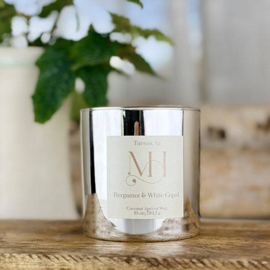 Bergamot & White Copal Luxury Candle | Silver Vessel | 8.5oz
