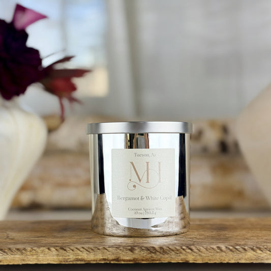 Bergamot & White Copal Luxury Candle | Silver Vessel | 8.5oz