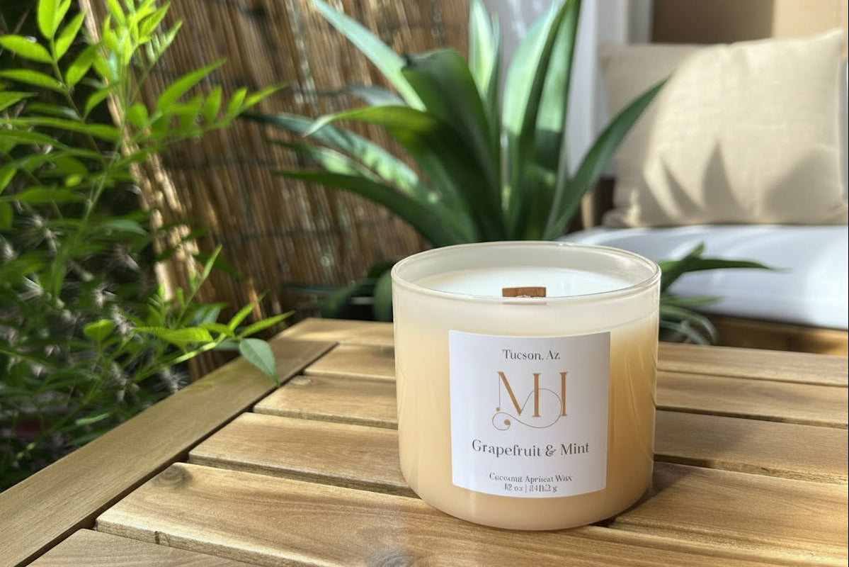 Grapefruit & Mint | Invigorating Aromatherapy | 12 oz Wood-Wick Candle