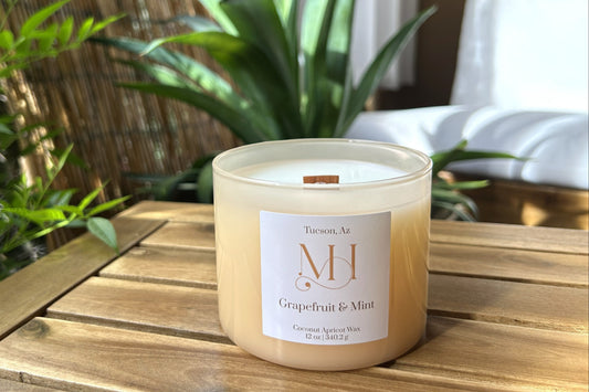 Grapefruit & Mint | Invigorating Aromatherapy | 12 oz Wood-Wick Candle