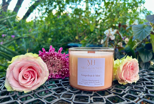 Grapefruit Mint Wood-Wick Candle 12oz | Energizing Citrus Scent