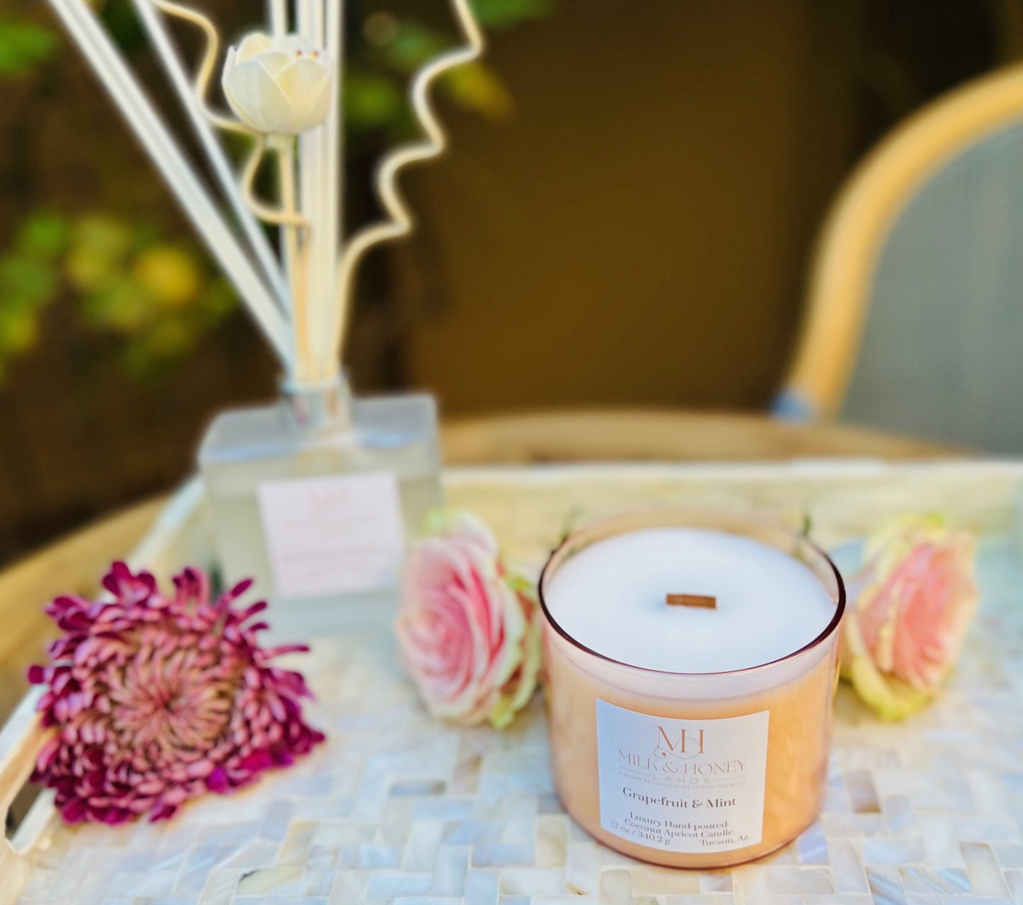 Grapefruit Mint Wood-Wick Candle 12oz | Energizing Citrus Scent