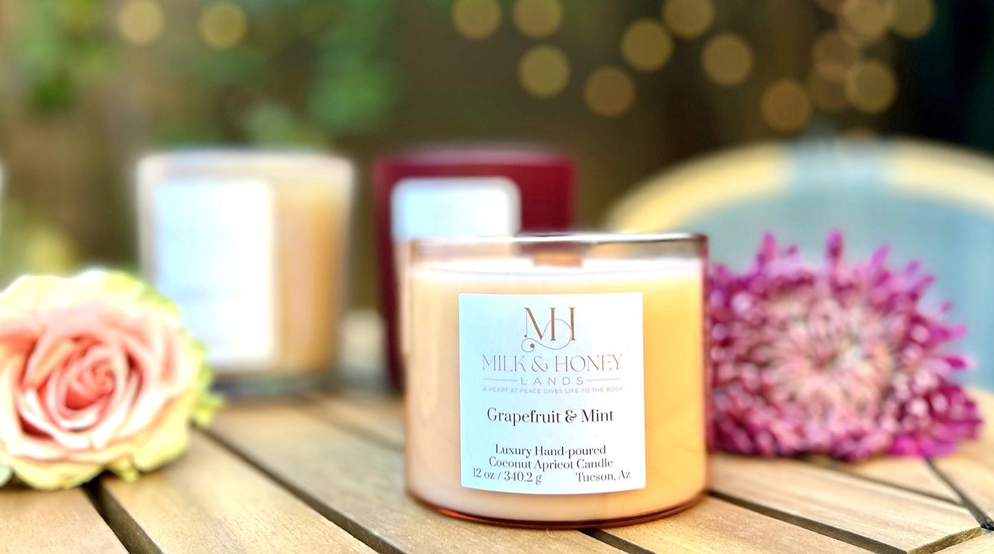 Grapefruit Mint Wood-Wick Candle 12oz | Energizing Citrus Scent
