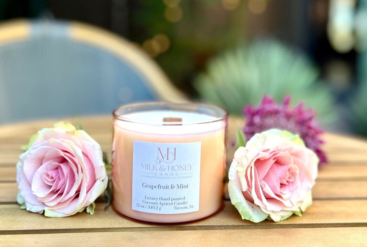 Grapefruit Mint Wood-Wick Candle 12oz | Energizing Citrus Scent