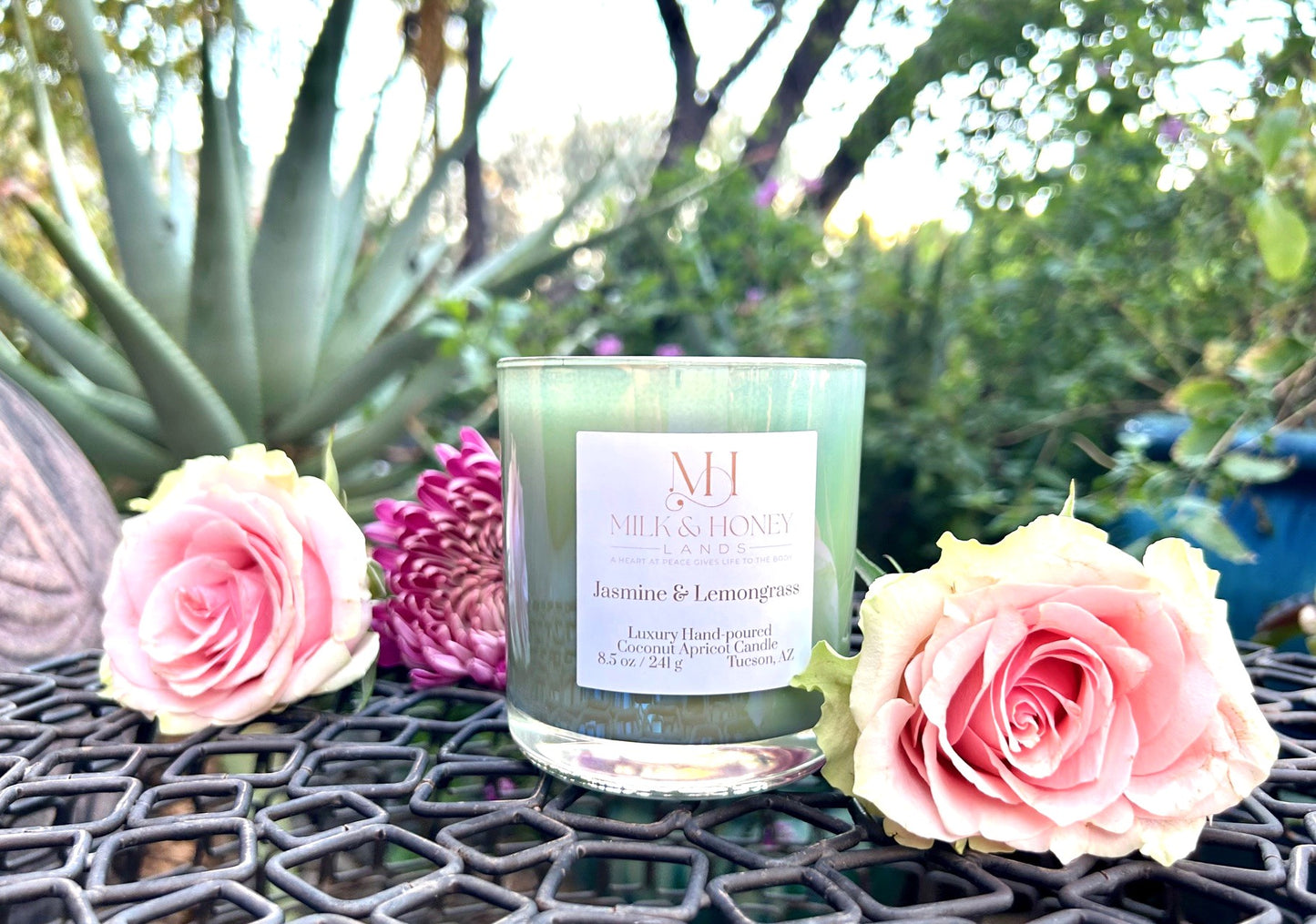 Jasmine Lemongrass Candle 8oz | Natural Spa Aromatherapy