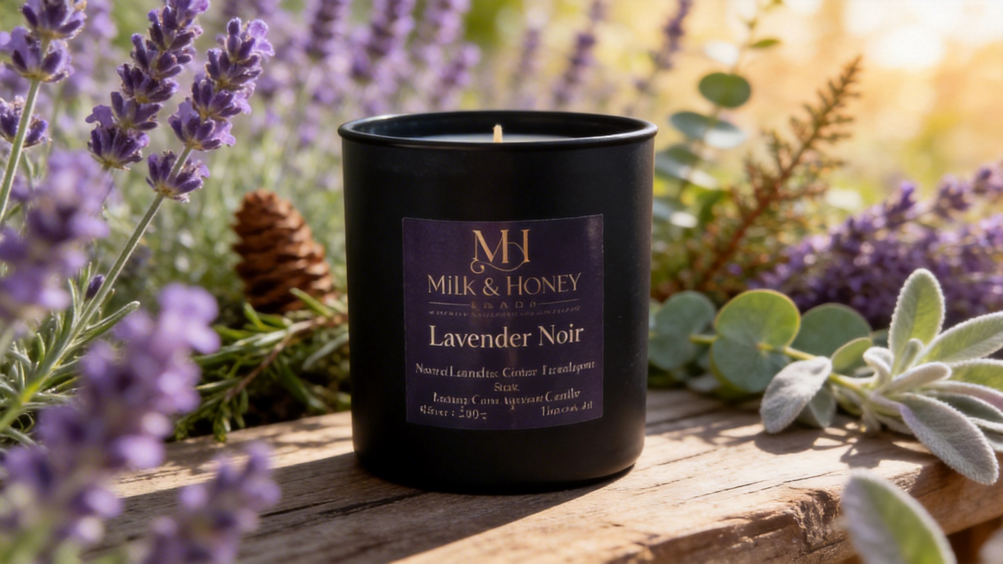 Lavender Noir Luxury Candle - 8.5 oz Coconut Apricot Wax