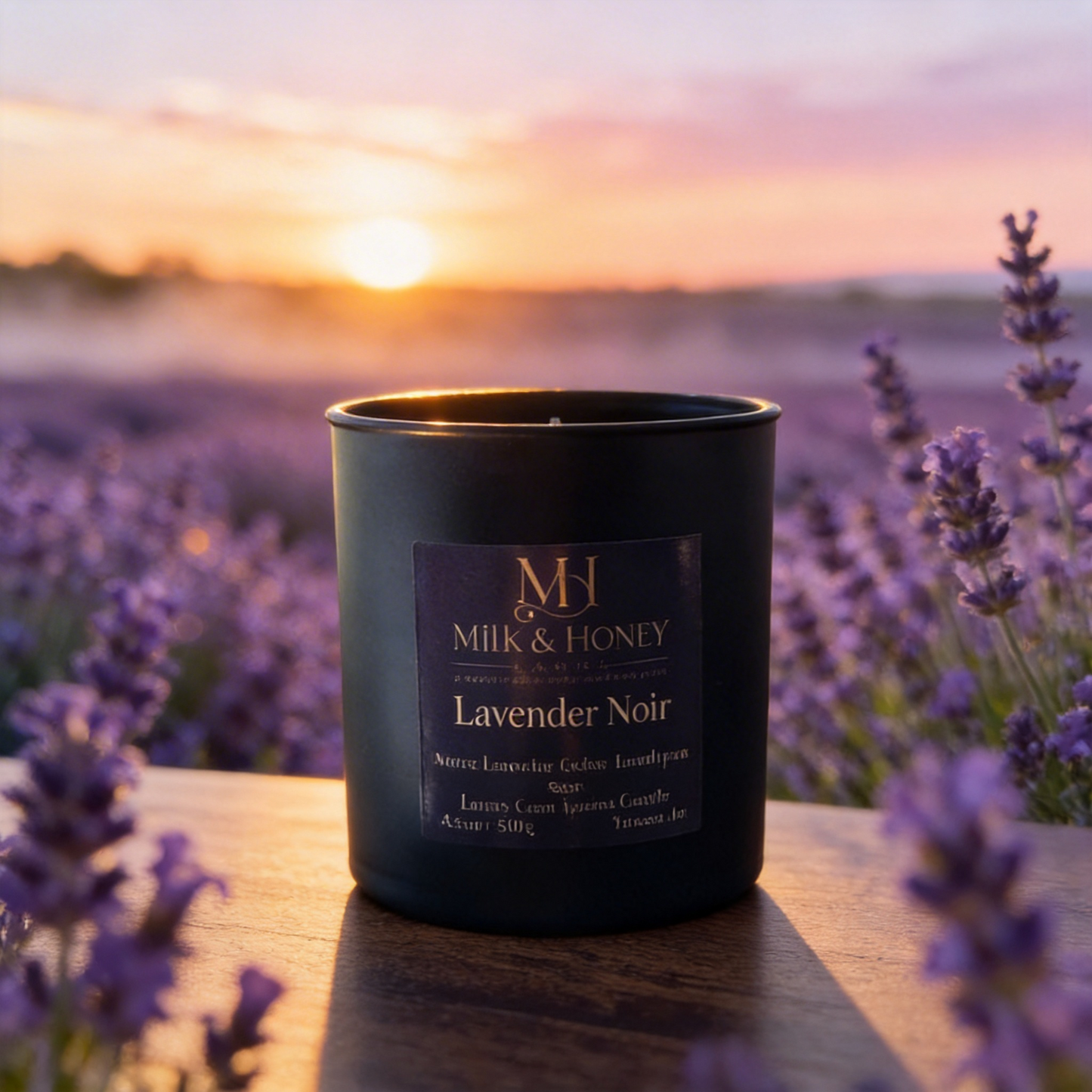 Lavender Noir Luxury Candle - 8.5 oz Coconut Apricot Wax