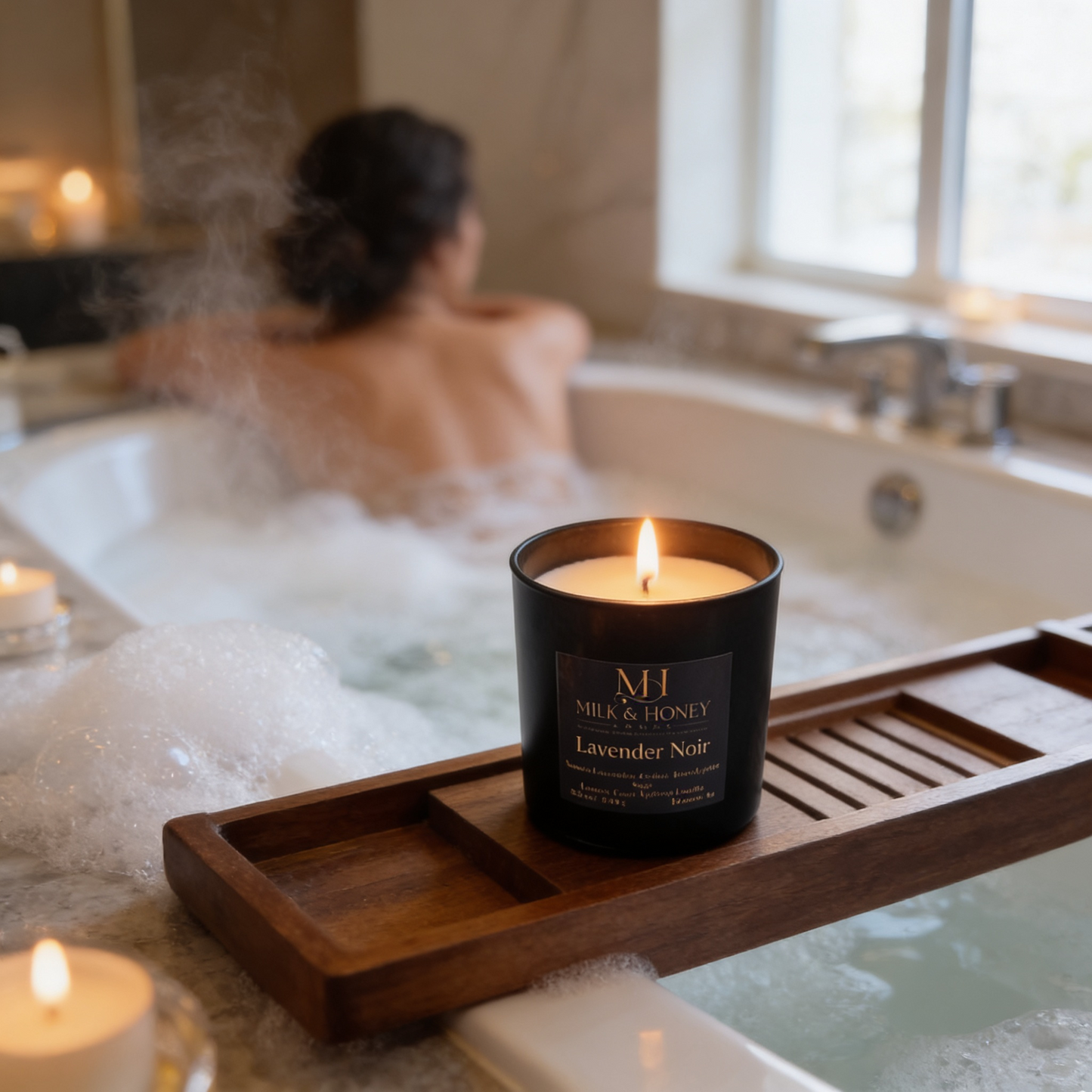 Lavender Noir Luxury Candle - 8.5 oz Coconut Apricot Wax