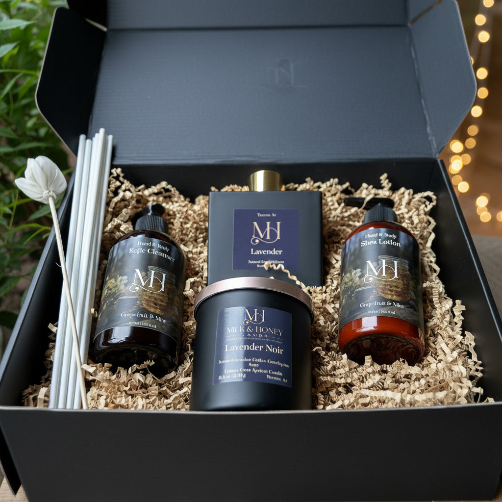 Noir Lux Box | Luxury Gift Set | Candle + Diffuser + Body Care + Free Mini Grapefruit