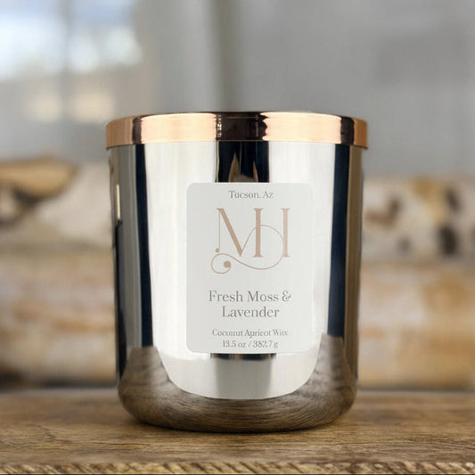 Fresh Moss & Lavender Luxury Candle | Premium Fragrance | 13.5oz Wood-Wick