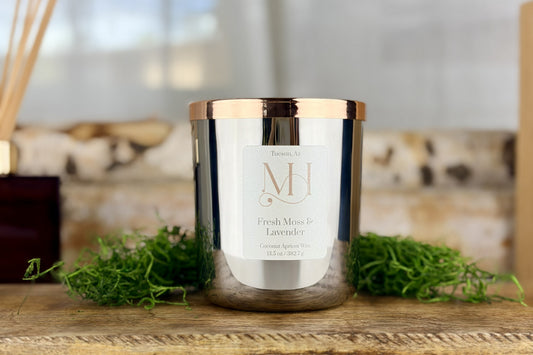 Fresh Moss & Lavender Luxury Candle | Premium Fragrance | 13.5oz Wood-Wick