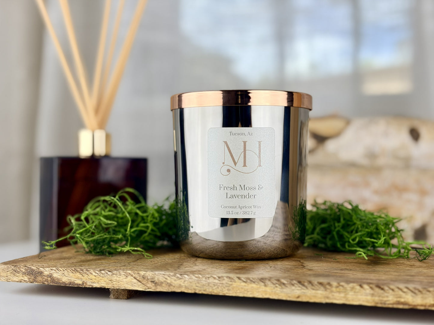 Fresh Moss & Lavender Luxury Candle | Premium Fragrance | 13.5oz Wood-Wick