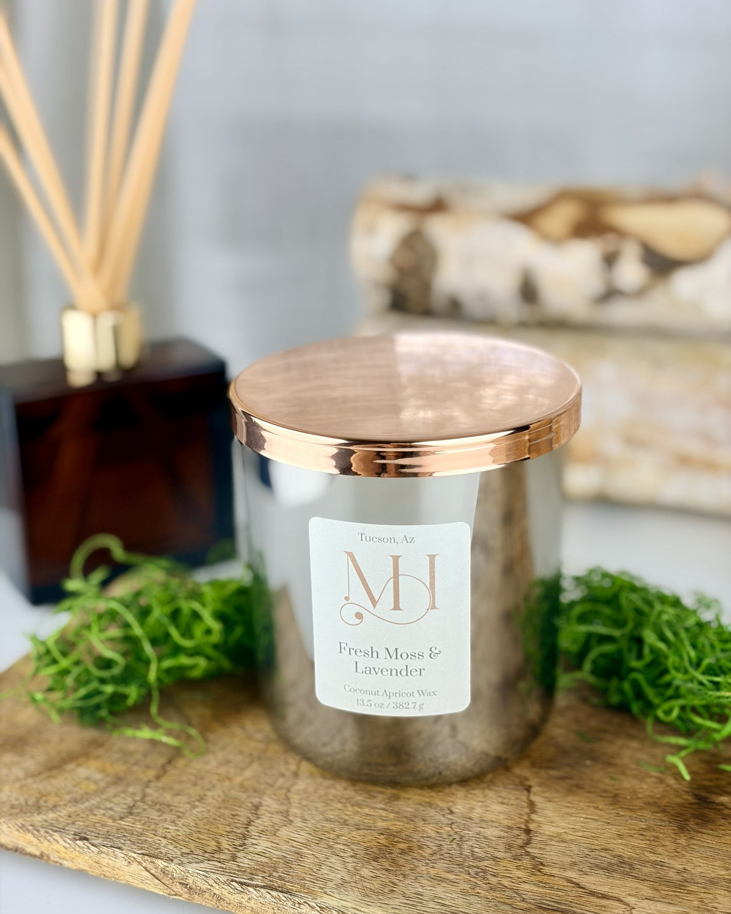 Fresh Moss & Lavender Luxury Candle | Premium Fragrance | 13.5oz Wood-Wick