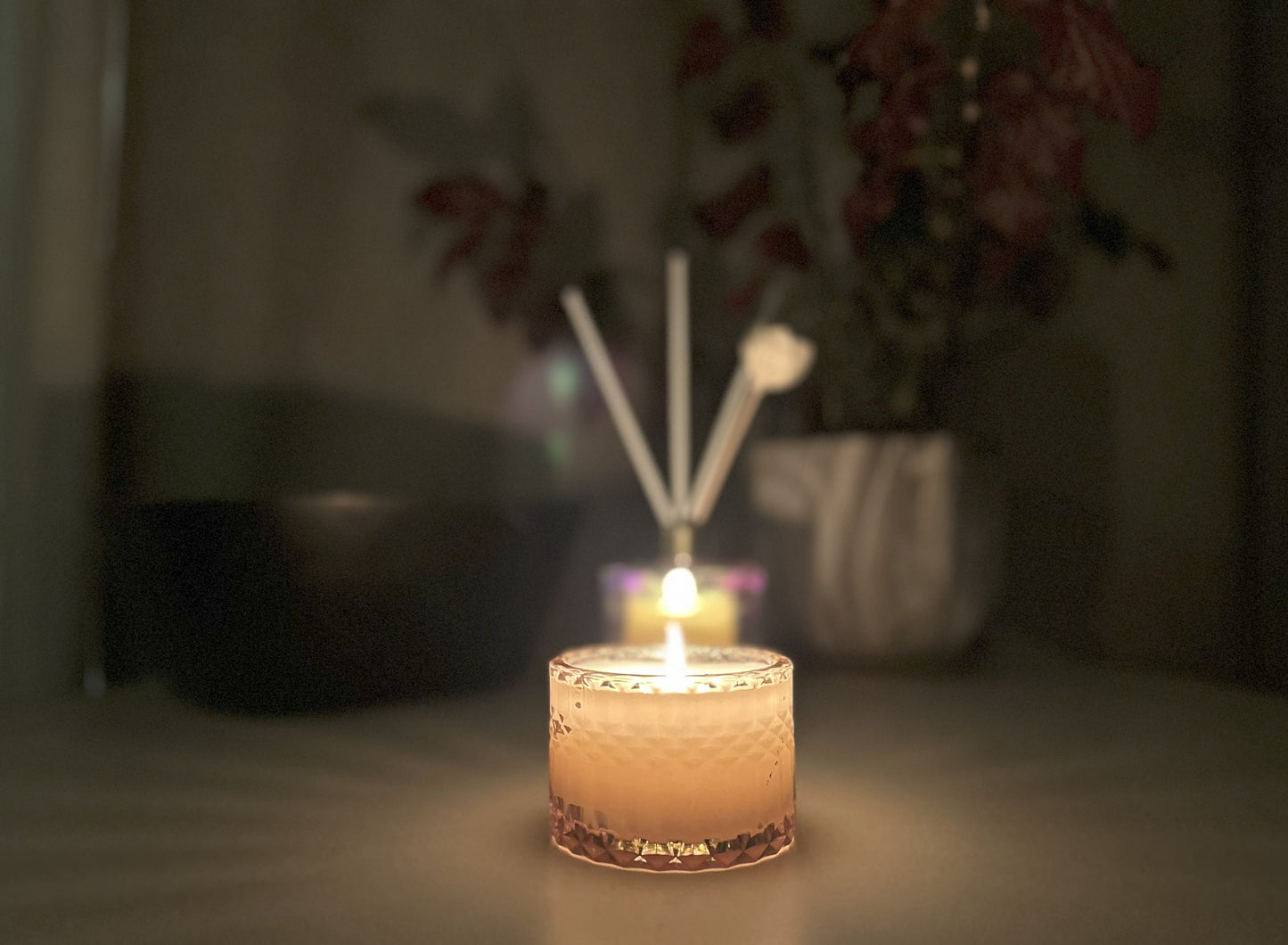 Cashmere Plum Luxury Candle in Gorgeous Glass Vessel