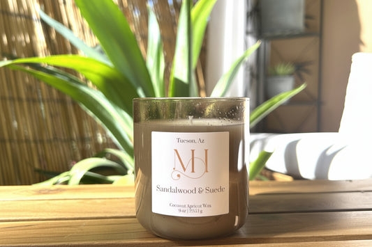 Sandalwood & Suede | Grounding Aromatherapy | 9 oz Cotton Wick Candle